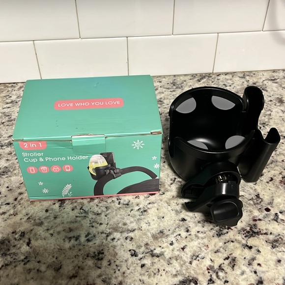 ACCMOR 2 in 1 Stroller Cup & Phone Holder with 360 Degree Adjustable Clip - Picture 1 of 13